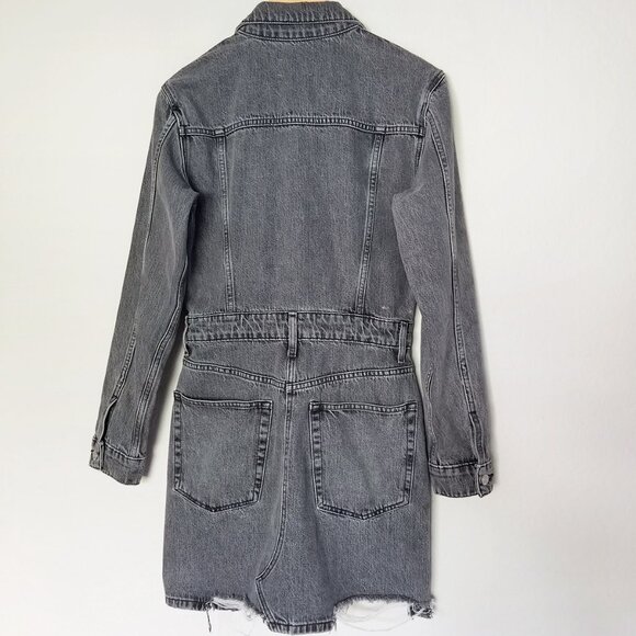 etica x Free People Stormy Skies Black/Washed Gray Lotta Denim Mini Dress S $228 - Picture 7 of 16